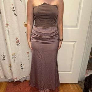 Elegant Brown Strapless Dress